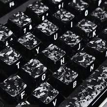 PBT Keycaps Cherry Profile Set, Carbon Fiber Texture, Black Side-Engraved Keycaps, White Side-Engraved Lettering, MX Mechanical Keyboard Compatible (Gaming & Office, Keycaps Only) - View 5