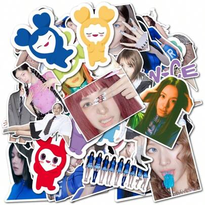 56 piezas de pegatinas con fotos conceptuales del 4to álbum completo de TWICE "THIS IS FOR", con Nayeon, Tzuyu, pegatinas de ídolos de KPOP para botellas de agua, patinetas, pegatinas resistentes al agua para guitarras, portátiles, equipaje, manualidades, regalo para fans de TWICE