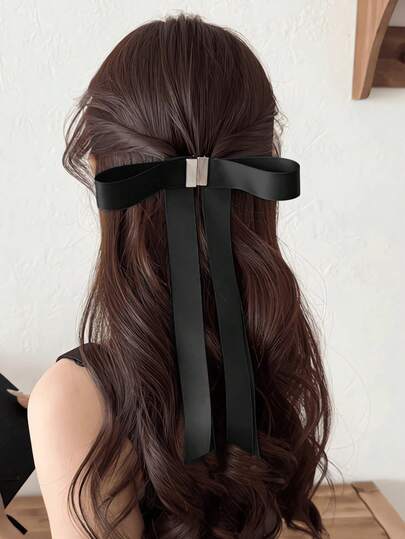 1pc Women's Acrylic Black Leopard Bow Magnetic Non-Slip Hair Clip, Strong Grip No Damage Hair Accessory, Cute Stylish Durable Clip, Casual Versatile Bun Hairstyle Tool, Suitable For Daily Use
