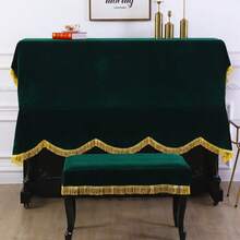 European Style Piano Cover, Gold Velvet Piano Dust Cover, Draping Fabric With Tassel Trim, Smooth And Dust-Proof - Multicolor - View 9