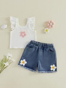 Young Girls Tank Top Co-Ords - 白色 - 查看 6