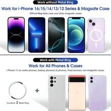 可调节磁吸式车载手机支架 360°旋转可折叠磁吸手机支架 超强吸附真空吸盘底座车载支架 弹簧礼品 - 黑色 - 查看 2