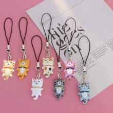 7pcs Cute Cat Keychain Set, Cartoon Animal Resin Decor Accessories, Key Chain With Lobster Clasp, Decorative Birthday Gift, Bag/Car/Phone Charm Car Accessories Bag Charm School Animal Goth Y2k - 彩色 - 查看 9
