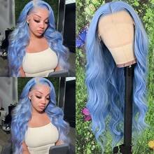 13X4 Purple Color Long Body Wave Lace Front Wig 26" Long Wavy Wigs Glueless Free Part 180% Density Violet Purple Wavy Hair With Adjustable Straps & Combs Heat Resistant Soft Loose Wave Synthetic Hair Replacement Wigs For Women Perfect For Daily Wear Parties & Special Occasions - 淺藍色 - 查看 1