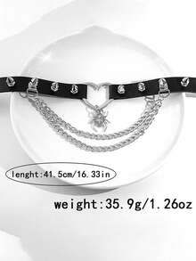 Gothic Style Sexy Spider Chain Heart Necklace, Personalized Dark Style Choker For Women - Multicolor - View 2