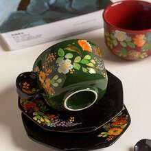 一套手绘花卉咖啡杯碟，复古陶瓷优雅下午茶套装，乔迁新居及节日送礼佳品 - 彩色 - 查看 8