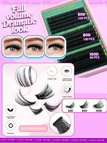 LUCK LTGIRL 1500/632/290/144 片装 DIY 假睫毛套装，D 卷度单根假睫毛 10-16mm，10D-20D-30D-40D-50D-60D-80D-100D，柔软仿貂毛浓密假睫毛，含睫毛粘合剂和封口剂，镊子，刷子和假睫毛卸除器，家用 - 黑色 - 查看 5
