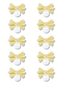 10颗金银3D蝴蝶结美甲水钻，奢华铜锆石美甲饰品，简约百搭可爱美甲装饰，美甲宝石 - 彩色 - 查看 8