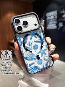 Blue Seashell & Starfish Pattern Magnetic Adsorption Phone Case, Compatible With Samsung S24/S25/S23 S Series And A55/A15/A15 A Series, 17, 16 Pro Max, 14, 13, 12, Compatible With IPhone 11 Pro Max, XS Max, X, XR, 8, 7, Plus, Mini, Can Be Used As Birthday Gift, Girlfriend, Boyfriend Or Self-Use - Multicolor - View 6