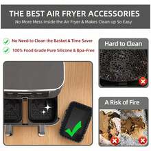 1pc Black Air Fryer Inner Pot Liner, Air Fryer Kitchen Accessories, Valentine's Day, Baking Supplies - Black - View 6