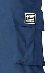 Men's Lightweight Casual Cargo Pants, Fashionable Outdoor Drawstring Ankle Pants, Spring/Autumn Sports - Blue - View 3