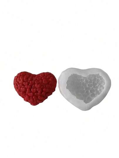 1pc 3D Heart Shaped Silicone Candle Mold, DIY Heart Shaped Aroma Stone, Home Decor Accessory
