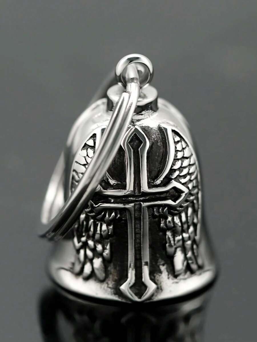 Motorcycle Bell With Keyring, Guardian Bell, Motorcycle Accessory Bell, Lucky Charm, Gold, Unique Piece. - Black - View 1