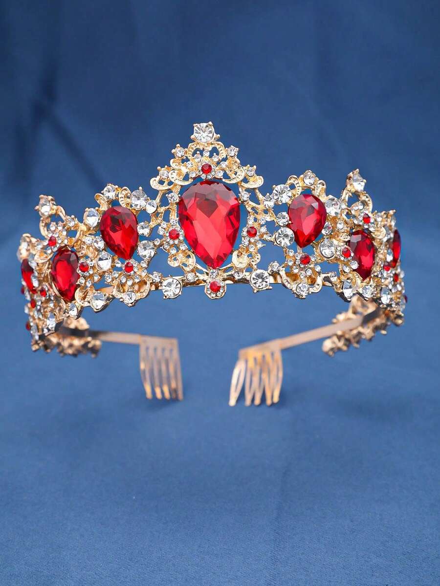 1pc Elegant Bridal Crown Headpiece, Wedding/Birthday Party Tiara Headband With Rhinestones, Accessories - Multicolor - View 1