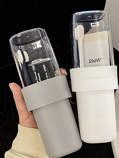 旅行牙刷盒，便携式牙刷收纳盒带盖，含漱杯，牙刷架容器，男女通用，居家、浴室、露营、宿舍、返校、旅行必备、假日用品