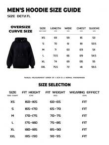 Men's Black Hoodie, Street Style Motorcycle Rider Graphic Print Design, Warm Loose Fit Hooded Sweatshirt, Versatile Street Wear - Black - View 10