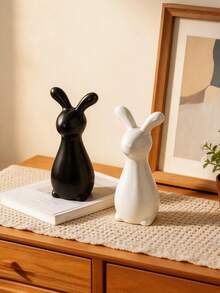 1 pieza Decoración de Pascua con forma de conejo, diseño creativo, artesanía de cerámica exquisita, estilo minimalista, adecuado para escritorio, oficina, estantería, mesa de noche, sala de estar, decoración festiva, una opción de regalo ideal - Multicolor - Ver 9