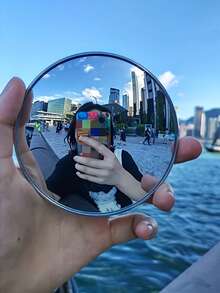1pc Travel Photography Tool - Compact Round Mirror For Photo Taking And Self-Inspection; Available In Multiple Sizes; Convex Lens For Wide Angle Shooting; An Essential Gift For Friends On The Go; Selfie Accessory; Portable Design; High-Quality Reflection; Suitable For Content Creators - Multicolor - View 3