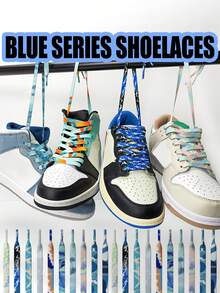 Blue Series Shoelaces, Fashion Sneaker Laces Replacement, Flat Woven Polyester Shoelaces - Multicolor - View 1