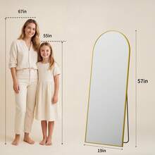 Antok Full Length Mirror, 57"X19" Arch Floor Mirror, Floor Standing Mirror Freestanding Arch Full Body Mirror With Stand For Bedroom, Hanging Mounted Mirror For Living Room Cloakroom Home Decor Back To School Room Decor School Supplies - 金色 - 查看 4