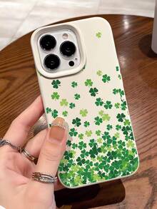 1pc Fashion Personalized Four-Leaf Clover Graphic Aesthetic Pattern Milky White Liquid Edge Phone Case Compatible With IPhone 16/16Pro/16Plus/15/15ProMax/15Pro/11/12/13/14ProMax/11Pro/11ProMax/12Pro/12ProMax/13Pro/13ProMax/14Pro/14ProMax, Soft Shell, High-End Creative - Multicolor - View 1
