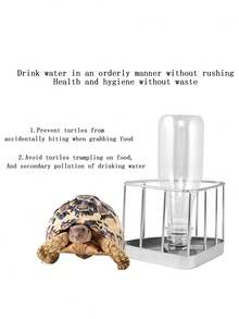 1个三角形乌龟饮水器，自动补水，不锈钢水碗和食盘，适用于乌龟、蛇、蜥蜴、小鸡、鸭子、刺猬、鸟类 - 均碼 - 查看 3