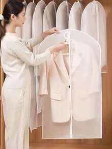 5pcs Garment Dust Covers, Coat Bags, Home Suit Covers, Storage Bags, Wardrobe Clothes Dust Protectors, Coat Covers - White - View 5