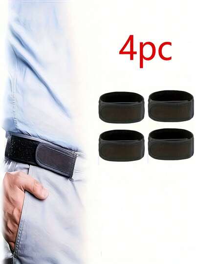 4条装收腹带 - 弹性可调节腰带，适用于牛仔裤和休闲裤 - 无扣设计，舒适便捷