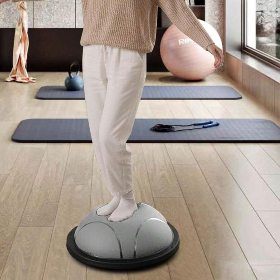 Home Fitness Equipment, Bosu Ball, Home Fitness Gear For Stability Balls, 22.5-Inch/27.2-Inch/31.5-Inch Fitness Ball Balance Trainer, Exercise Stability Ball, Half-Round Balance Ball Strength Training Equipment For Aerobic And Core Training (Multiple Colors Available) - 灰色 - 查看 1