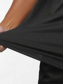 男士休闲时尚百搭简约半高领短袖T恤，夏季 - 黑色 - 查看 5