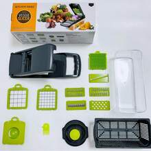 16-In-1 Vegetable Chopper With Container, Multifunctional Kitchen Chopper, Suitable For Onions, Fruits And Vegetables, Durable Plastic Food Chopper, With Locking Mechanism, Portable Design, Easy To Clean Blades, For Food Preparation. - MultiWarna - View 11