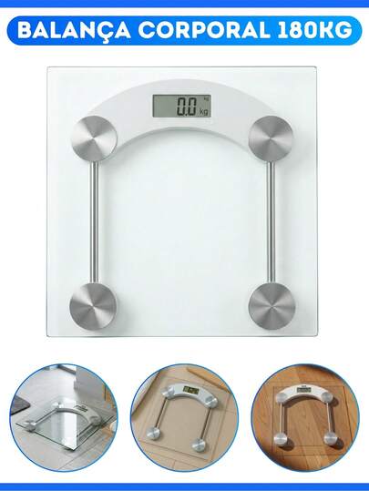 Balança Quadrada Digital Vidro 180k Banheiro Piso Portatil
