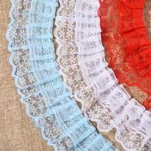 1pack 2Yard Multi-Coloured Pleated Lace, DIY Dress Accessories, Pet & Doll Embellishments Sewing Accessories Clothing Supplies-DCFV - 粉紅色的 - 查看 4