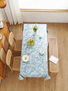 Nappe rectangulaire imperméable à l'eau et à l'huile, facile à nettoyer, avec motif imprimé bleu. Convient pour le camping, les tables à manger intérieures et extérieures. Durable. - Bleu azur - Voir 5