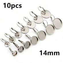 10pcs 6-25mm Inner Size Stainless Steel French Lever Earring Cabochon Blank Base Setting Tray DIY Ear Jewelry Making Bezel Accessories Findings - French Earrings - View 22