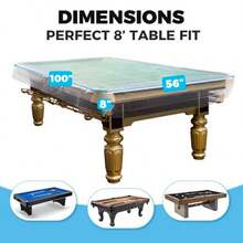 2-Pack Billiard And Pool Table Cover 8 Feet - Reusable Heavy-Duty Clear Plastic Standard 8ft Pool Table Covers Waterproof Cover For Storage Moving And Dust Protection 100" X 56" X 8"Gift - as pic - View 3