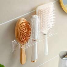 1pc Multifunctional Bathroom Comb Holder Wall Mount Rack, Bathroom Storage Organizer Box - Clear - View 1