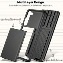Funda de teléfono con soporte para tarjetas anti-caída de 2 en 1, compatible con Galaxy S26Ultra, S25Ultra, A37, A57, A56, A55, A17, S25 FE, A14, A15, A16, A26, A36, A35, A25 y 17, 17e, 16, 15, 14, 13, 12, 11, P30, P30pro, funda protectora de teléfono a prueba de golpes con diseño de billetera con ranura para tarjeta de 2 en 1 - Negro - Ver 6