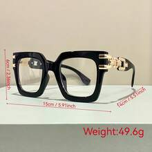 Apaircircle Square Glasses - Sleek Black PC Frame With Golden-Tone Metal Hinges, Minimalist Unisex Eyewear For Women & Men, Lightweight Durable Fashion Accessories, Stylish Frames, Modern Design, Sturdy Construction,  Frames, Modern Professionals, Professional Accessories, Chic Design, Highquality Hinges, Designer Frames, Office Wear - 粉色 - 查看 2