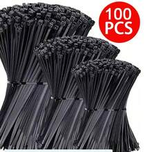 100 chiếc dây buộc cáp bằng nhựa màu đen, dây buộc cáp tự khóa, dây buộc đa năng có độ bền kéo và độ dẻo dai cao, thích hợp để sắp xếp dây điện trong nhà, văn phòng, xưởng công nghiệp, sử dụng trong nhà và ngoài trời. - 100 miếng màu đen - Xem 6