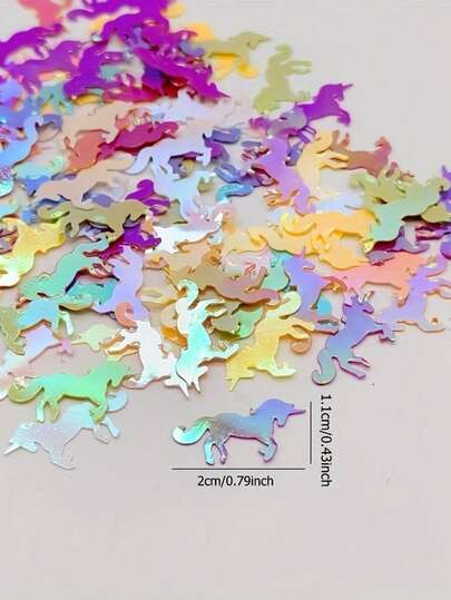 300/600pcs Unicorn Confetti - Made Of PVC With Unicorn Elements, Multicolor, Suitable For Birthday Celebration, Holiday Decoration, Summer Party Decor, Creative Party Table Decor