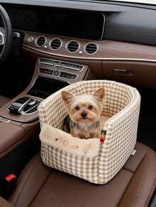 1pc Pet Car Seat For Dog And Cat, Center Console Dog Booster Seat With Protection Seat Belt And Soft Cushion - Multicolor - View 2