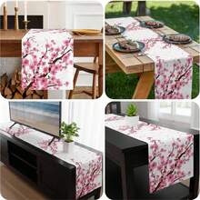 Spring Pink Cherry Blossoms Floral Branches Table Runner Party Decor Reusable Farmhouse Kitchen Dining Table Runner Wedding Decorations - Multicolor - View 6
