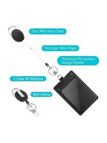 1/2pcs PU Leather ID Card Cases, Work Badges, Access Control Cards, Employee Name Tags, Meal Cards, Snap Fastening Card Cases, Hanging Ropes - Sets - View 3