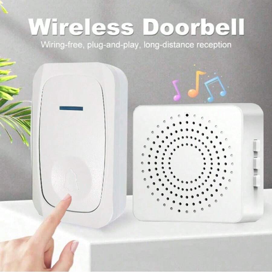 無線門鈴 1 個接收器 1 個按鈕 長距離防水家用門鈴 USB 門鈴 語音智慧家居無線遙控電子音樂門鈴