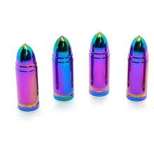 2个彩色汽车摩托车气门嘴帽，彩色铝合金气门嘴帽，美式风格气门嘴帽，轮胎气门嘴帽，通用金属油箱盖，适用于汽车、摩托车、卡车和自行车，带夜光气门嘴帽，增强夜间安全性，时尚美观 - 适用于汽车、自行车和摩托车，易于安装 - 彩色 - 查看 3