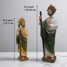 8 Inch 5" Saint St. Jude Resin Statue, Religious Home Decor Figurine, Green Sculpture Traditional Attire, Indoor Tabletop Display, Perfect Easter Gift Or Religious Room Decor, Statues For Home Decor - 1PC - View 10