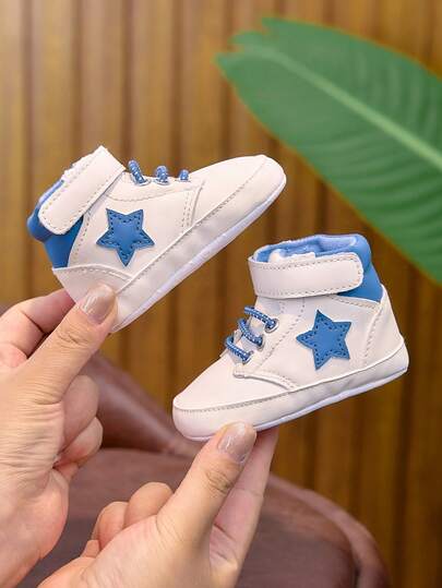 Soft Sole High-Top Fashion Sneakers For Babies 0-1 Year Old, Comfortable Casual Infant Toddler Shoes Suitable For Indoor & Outdoor Wear, All Seasons