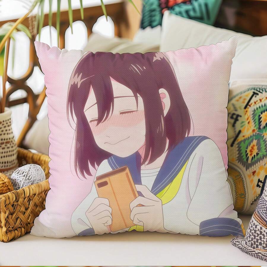 1件装《声之形》动漫印花枕套，厚实面料，适用于家居卧室、汽车、办公室装饰、客厅沙发靠垫套 - 1PC - 查看 1