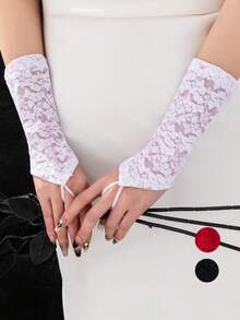 1 Pair Women's Lace Pattern Elegant Versatile Fingerless Gloves Summer - Multicolor - View 12